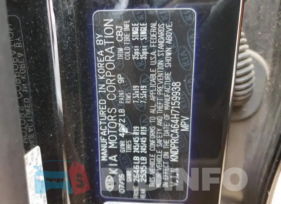 KNDPRCA64H7159938 Photo# 13