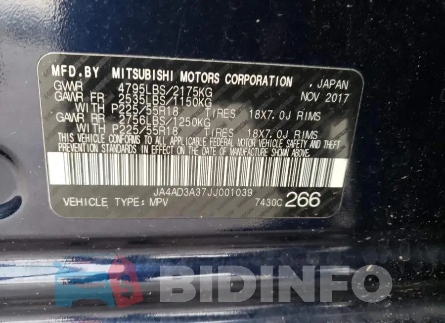 JA4AD3A37JJ001039 Photo# 13