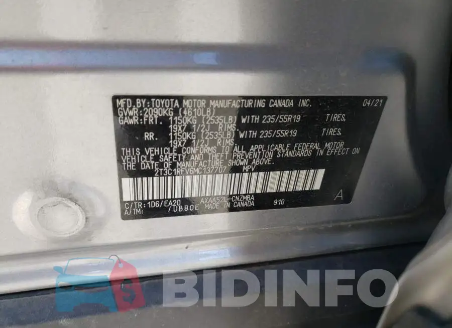 2T3C1RFV6MC137707 Photo# 12