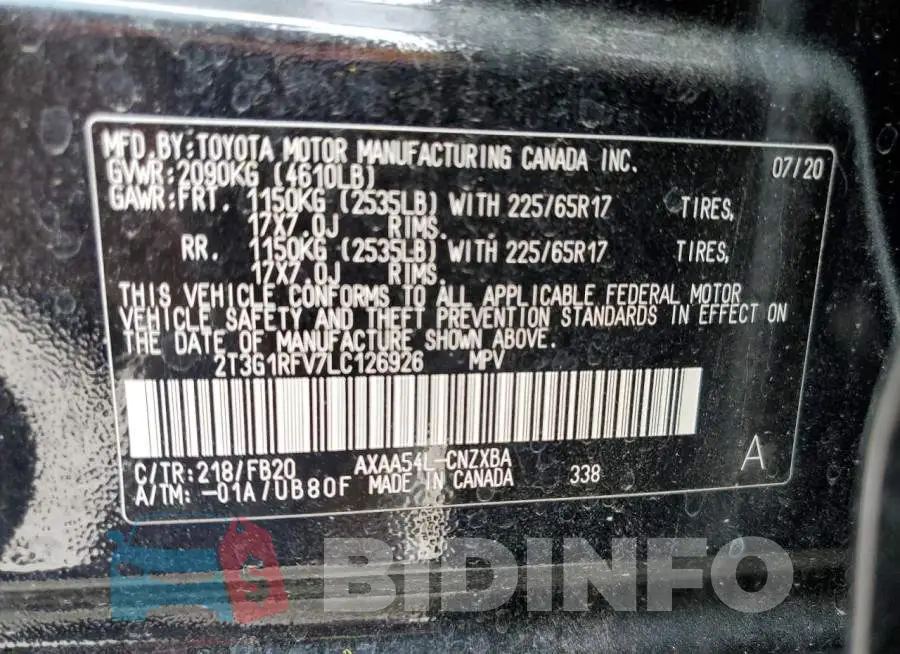 2T3G1RFV7LC126926 Photo# 13