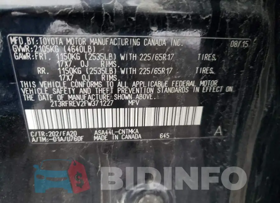 2T3RFREV2FW371227 Photo# 14