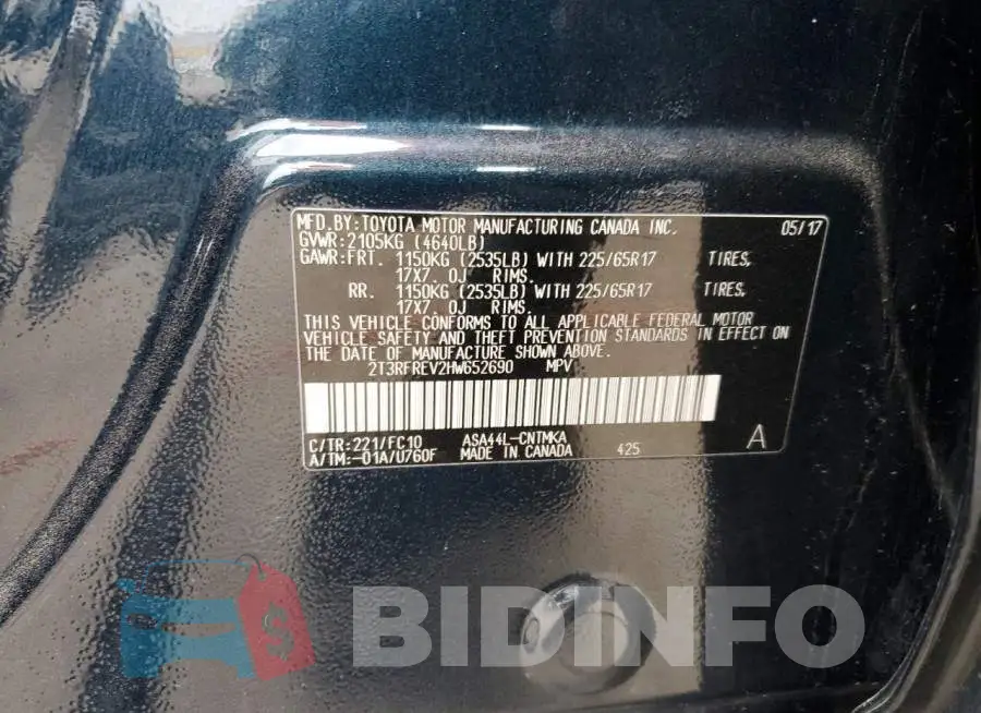 2T3RFREV2HW652690 Photo# 13