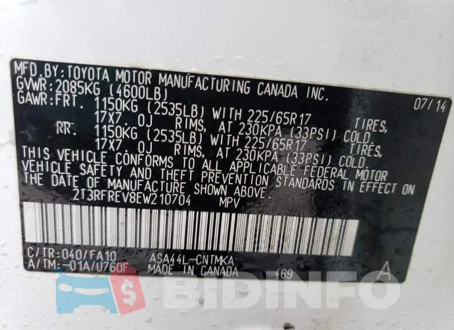 2T3RFREV8EW210704 Photo# 13