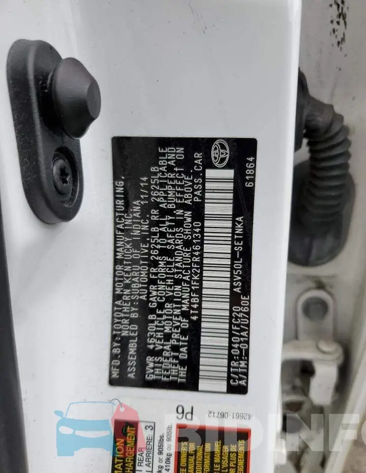 4T4BF1FK2FR461340 Photo# 12