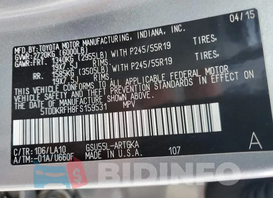 5TDDKRFH8FS159531 Photo# 10