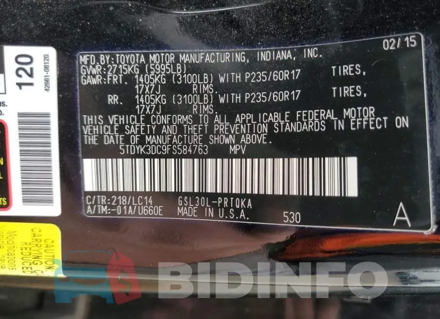 5TDYK3DC9FS584763 Photo# 13