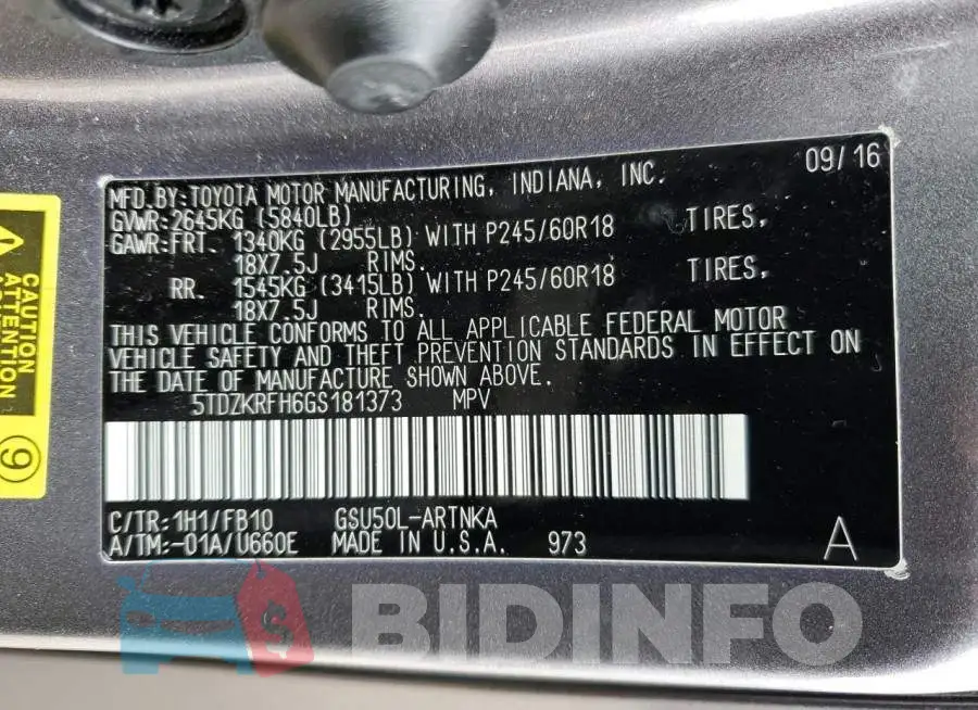 5TDZKRFH6GS181373 Photo# 13