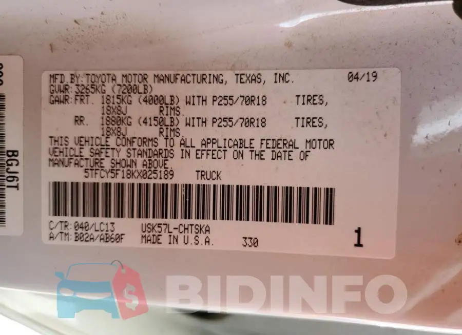 5TFCY5F18KX025189 Photo# 12