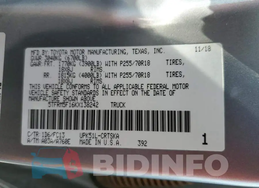 5TFRM5F16KX138242 Photo# 12