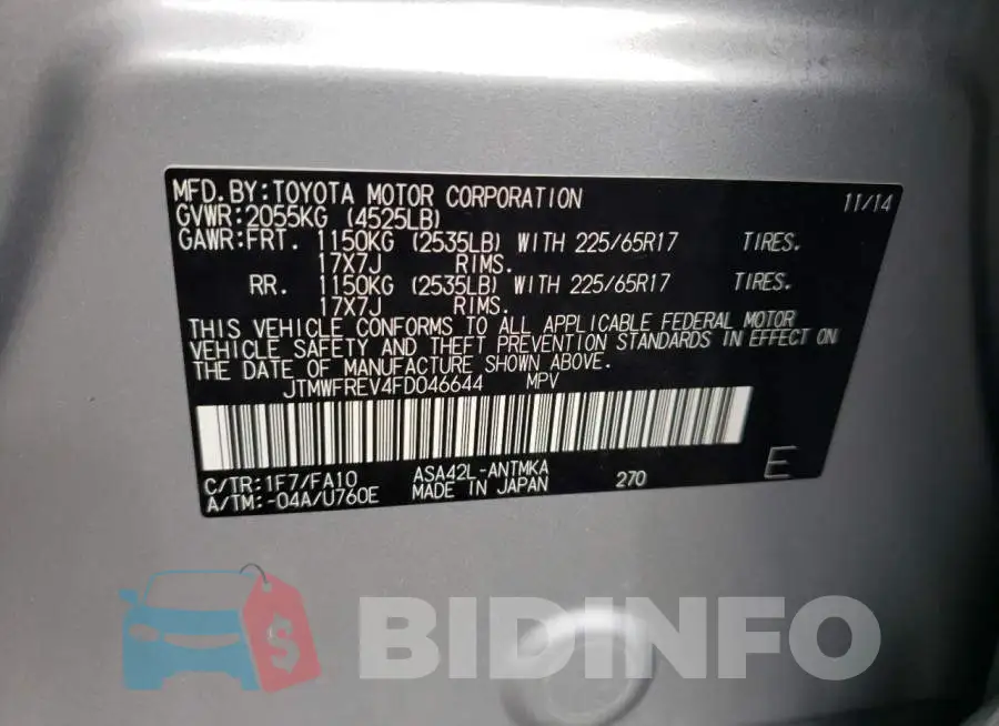 JTMWFREV4FD046644 Photo# 13