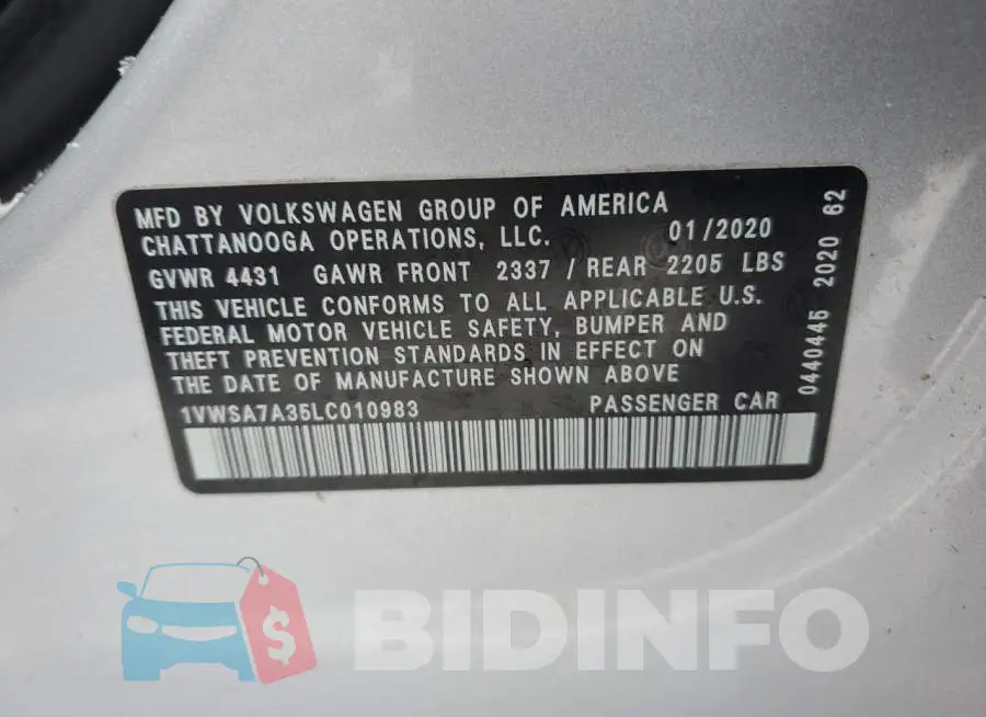 1VWSA7A35LC010983 Photo# 12