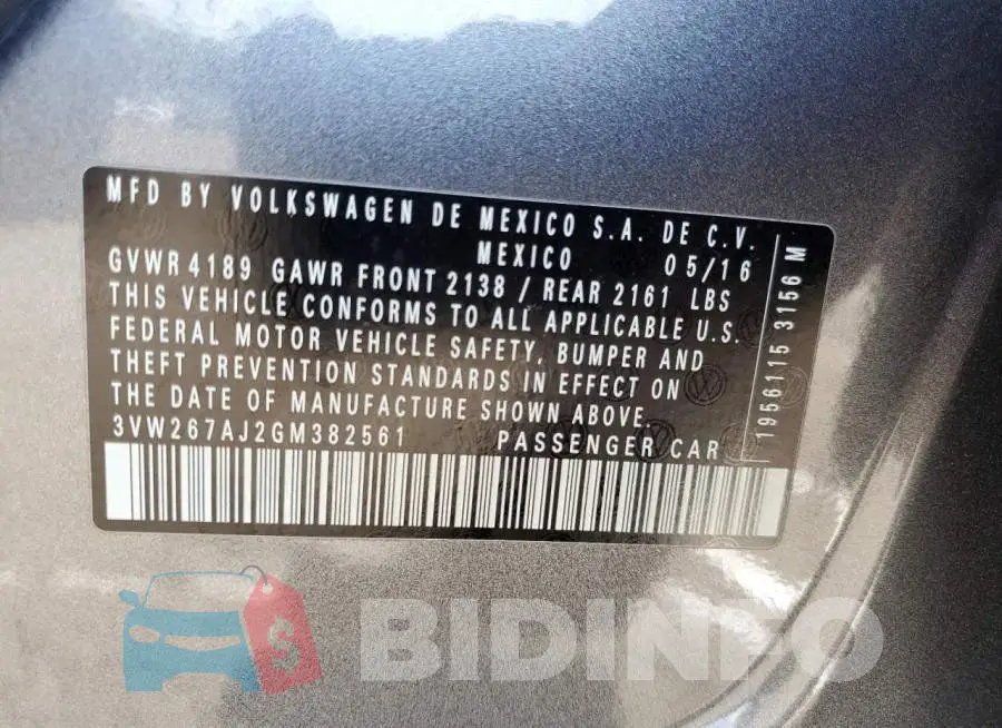 3VW267AJ2GM382561 Photo# 12