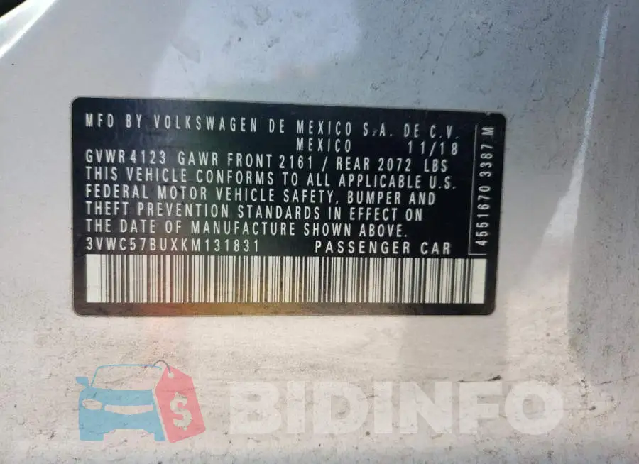 3VWC57BUXKM131831 Photo# 12