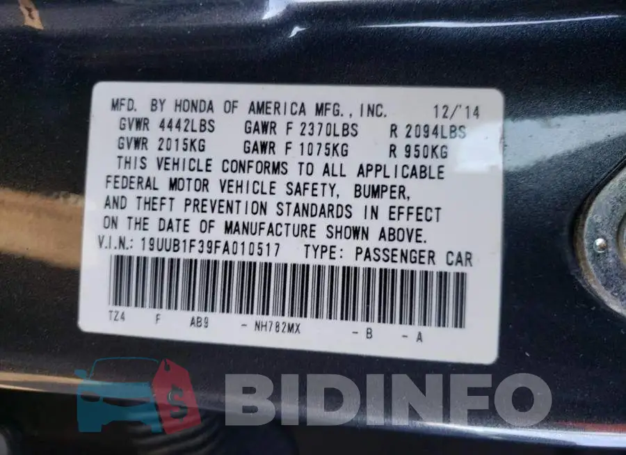 19UUB1F39FA010517 Photo# 12