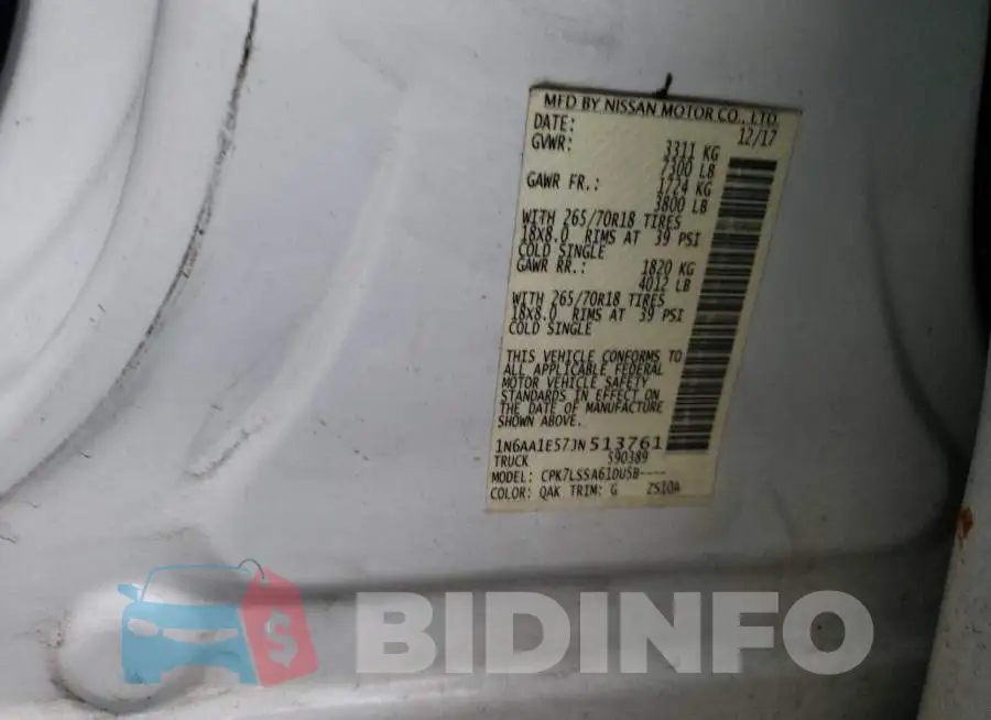 1N6AA1E57JN513761 Photo# 12