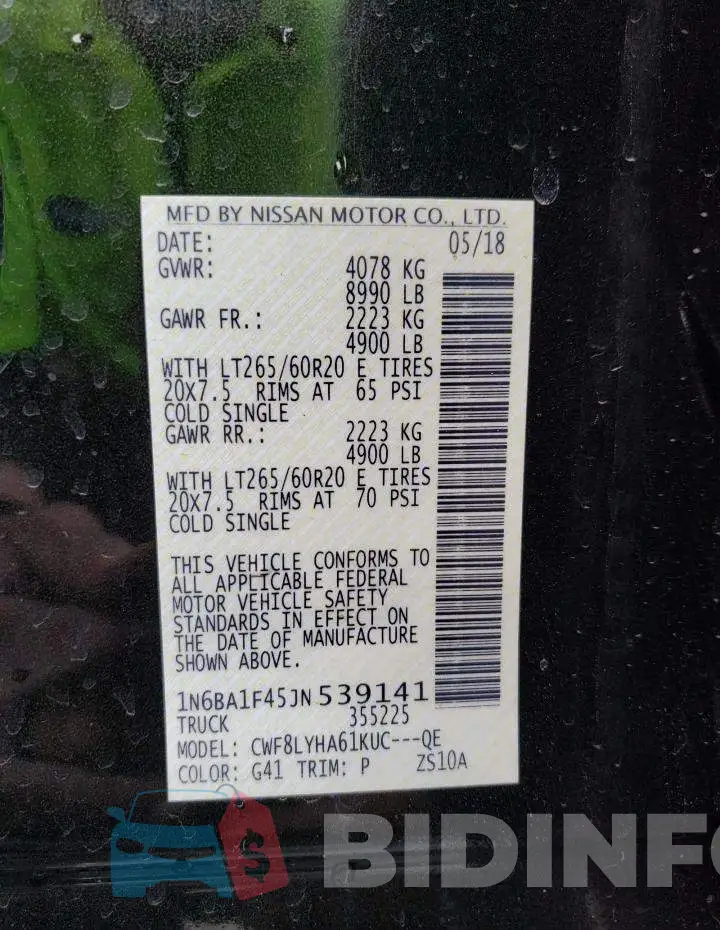 1N6BA1F45JN539141 Photo# 13