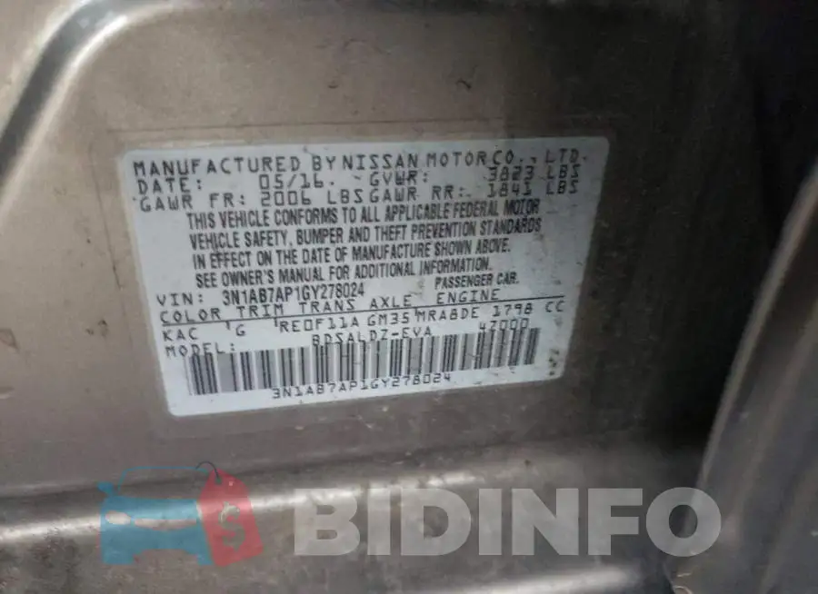 3N1AB7AP1GY278024 Photo# 12