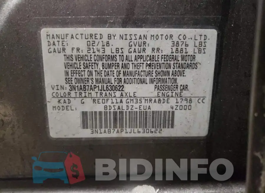 3N1AB7AP1JL630622 Photo# 12