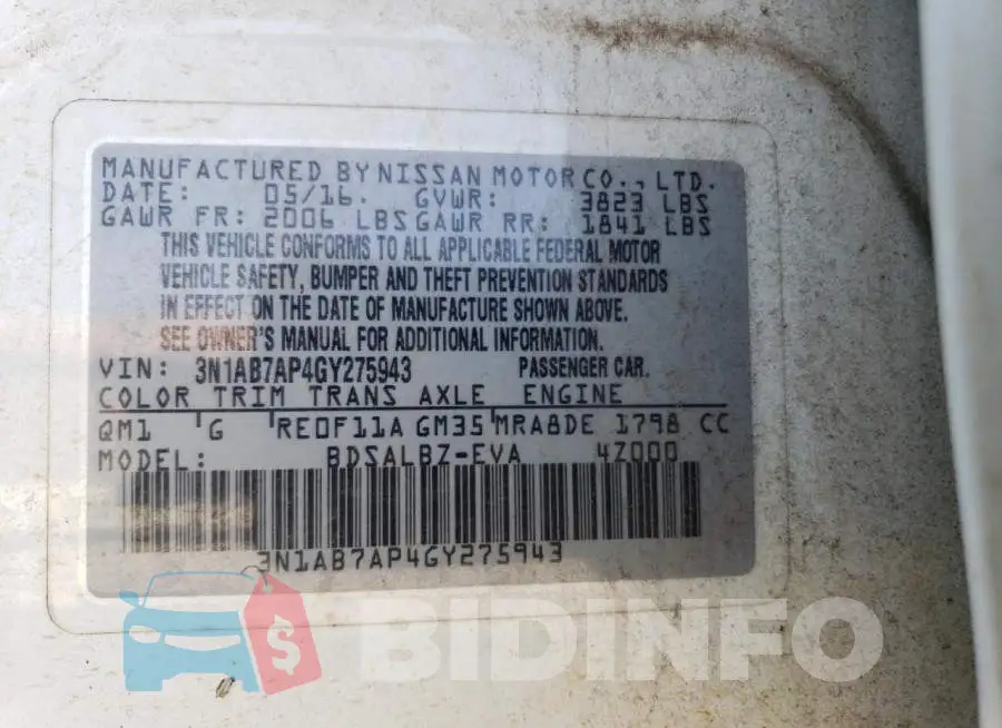3N1AB7AP4GY275943 Photo# 13