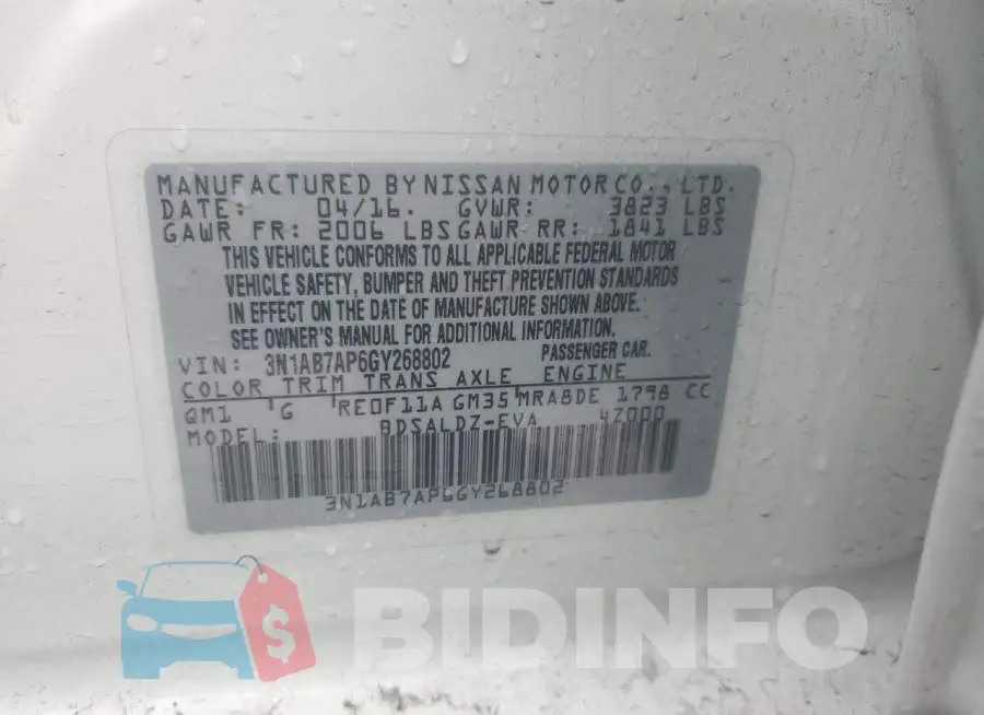 3N1AB7AP6GY268802 Photo# 12