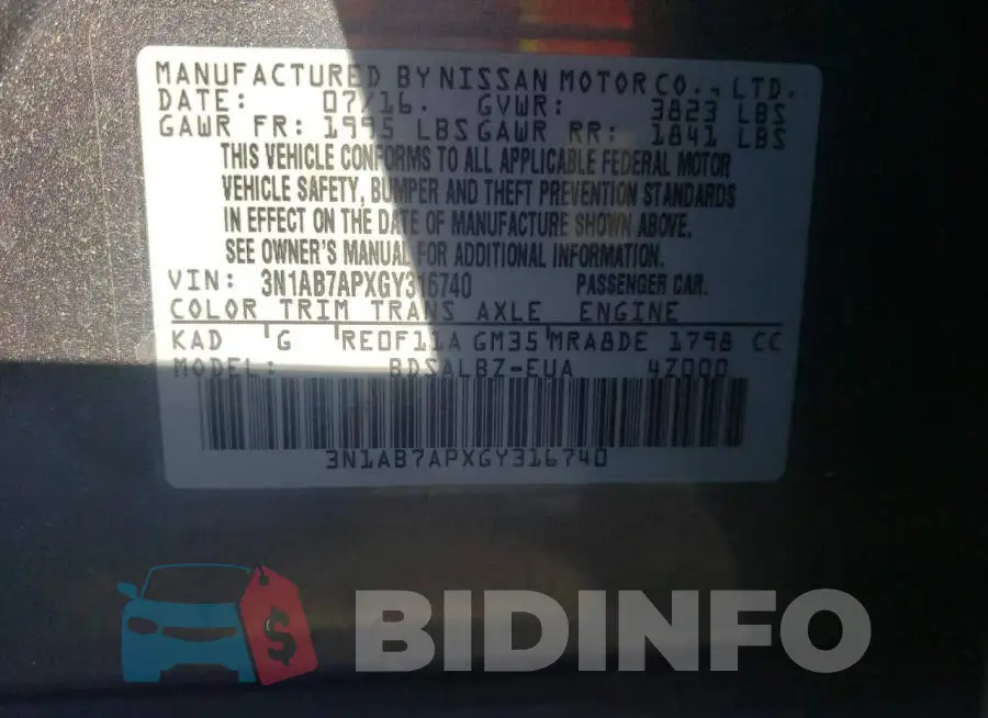 3N1AB7APXGY316740 Photo# 12