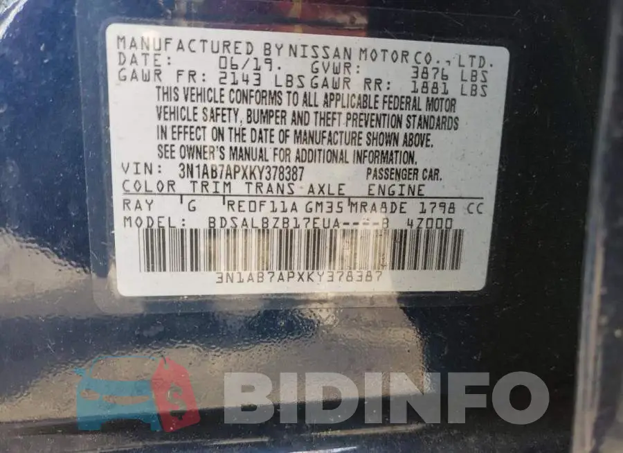 3N1AB7APXKY378387 Photo# 12