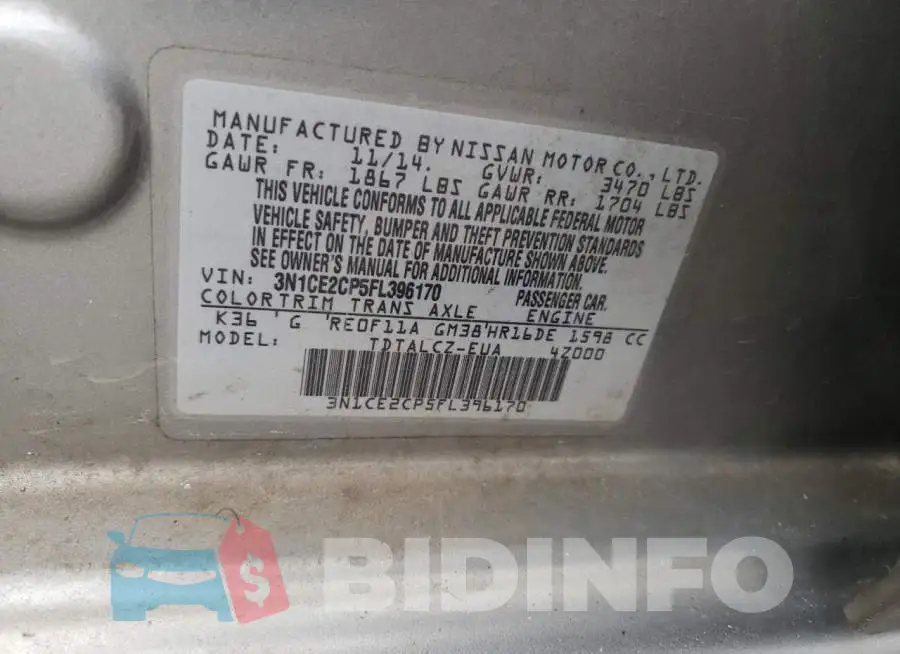 3N1CE2CP5FL396170 Photo# 12