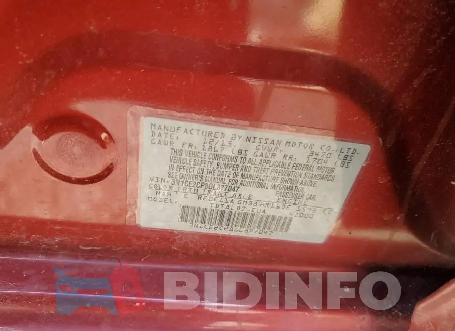 3N1CE2CP8GL377047 Photo# 12