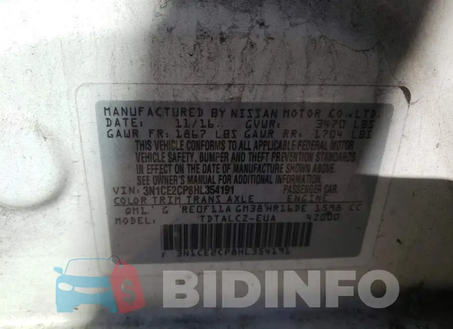 3N1CE2CP8HL354191 Photo# 12