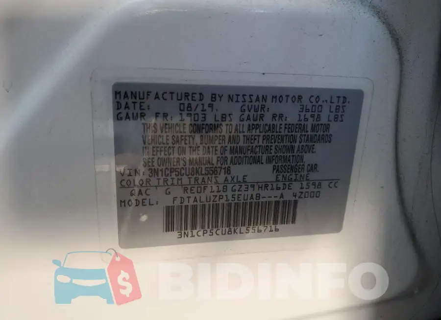 3N1CP5CU8KL556716 Photo# 13