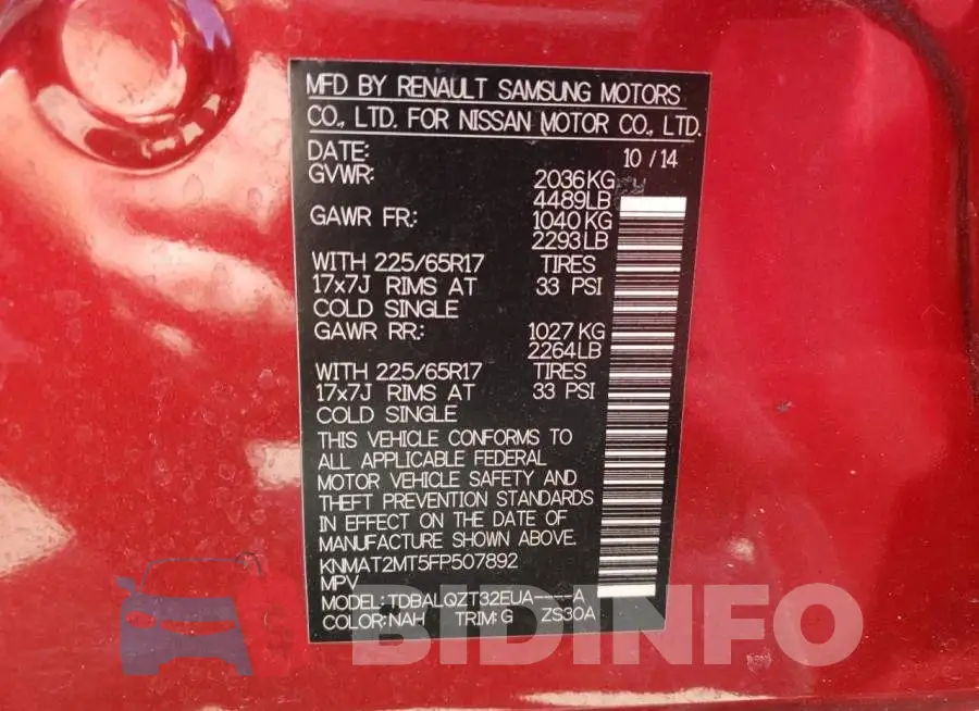KNMAT2MT5FP507892 Photo# 14