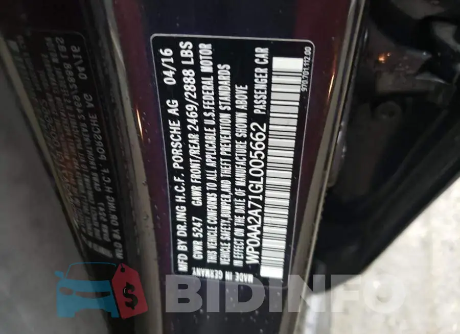 WP0AA2A71GL005662 Photo# 12