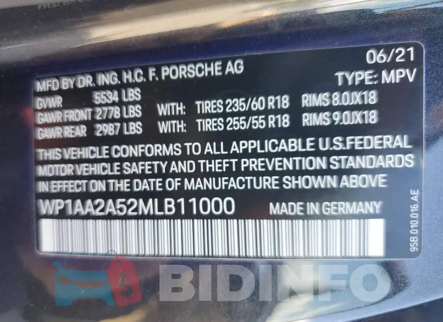 WP1AA2A52MLB11000 Photo# 14