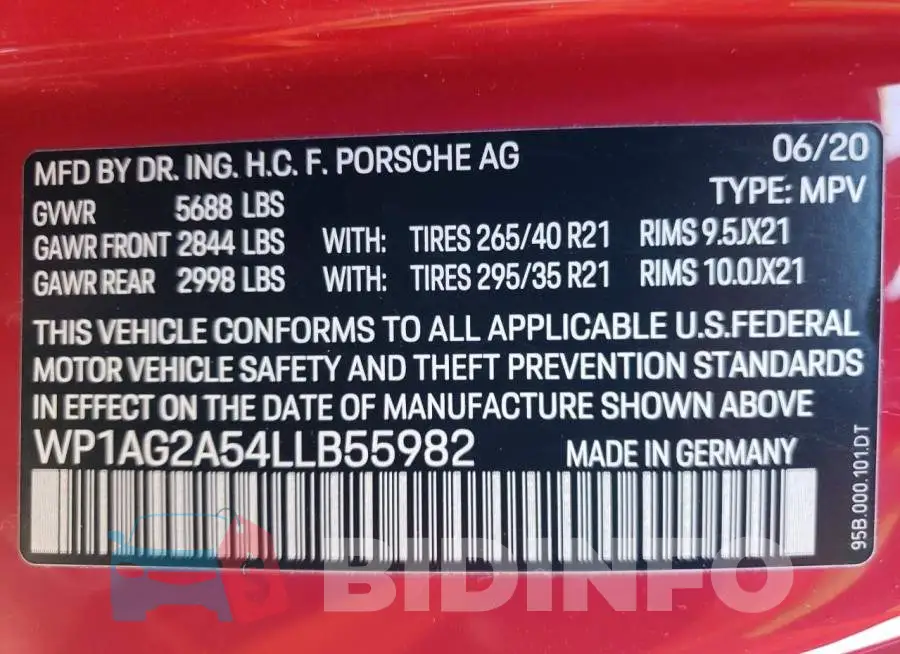 WP1AG2A54LLB55982 Photo# 13