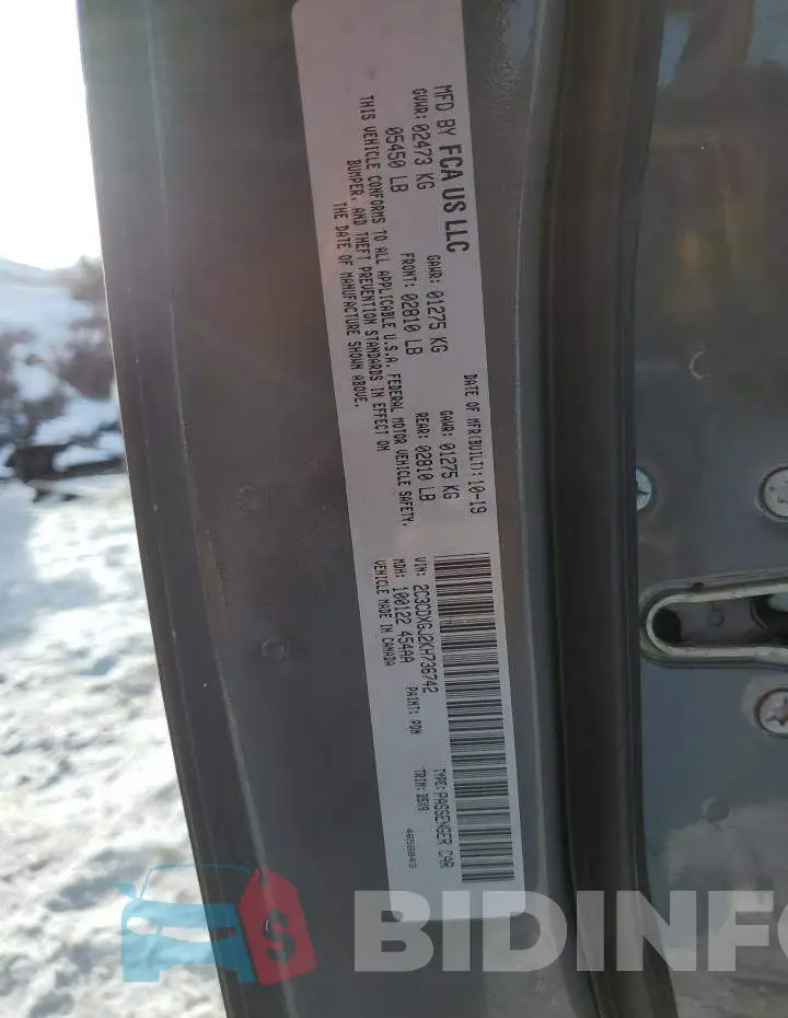 2C3CDXGJ2KH736742 Photo# 12