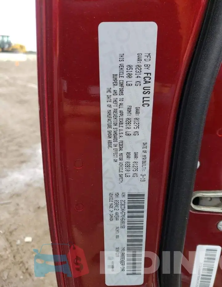 2C3CDXHG7KH608158 Photo# 13