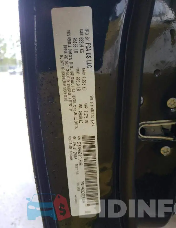2C3CDXHG9JH119498 Photo# 10