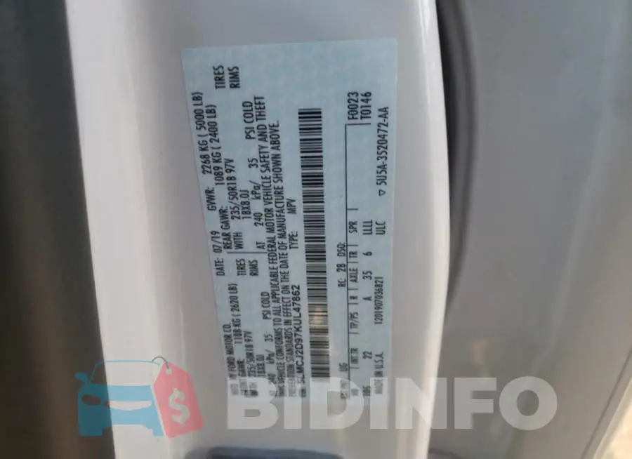 5LMCJ2D97KUL47862 Photo# 13