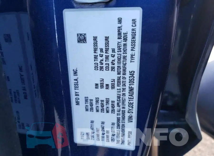 5YJ3E1EA0NF105345 Photo# 13