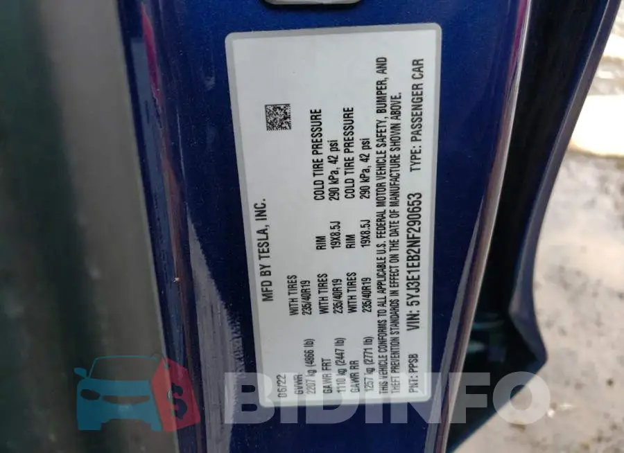 5YJ3E1EB2NF290653 Photo# 13