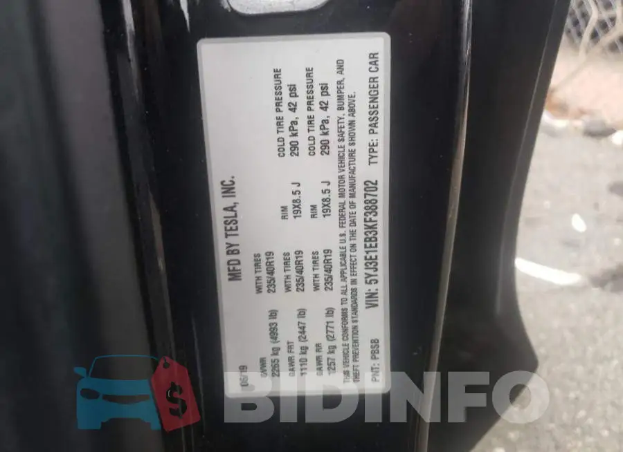 5YJ3E1EB3KF388702 Photo# 12