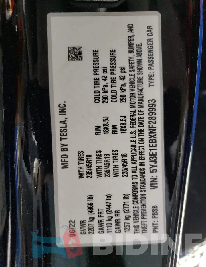 5YJ3E1EBXNF289993 Photo# 12