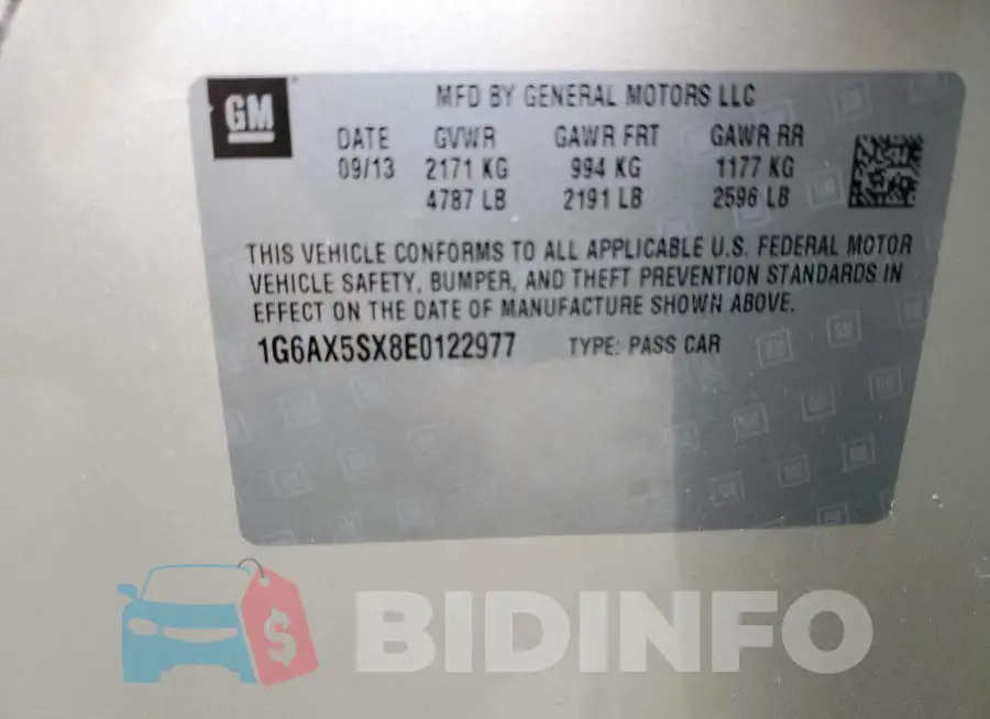 1G6AX5SX8E0122977 Photo# 13