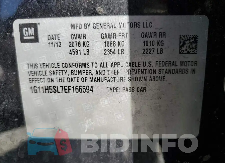 1G11H5SL7EF166594 Photo# 12