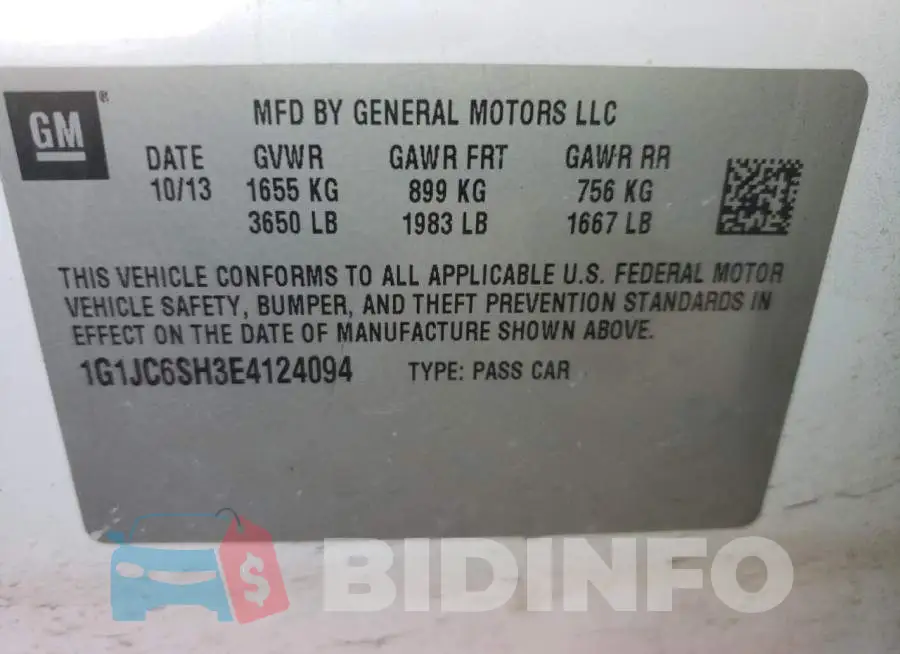 1G1JC6SH3E4124094 Photo# 12
