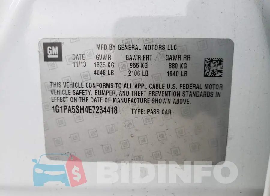 1G1PA5SH4E7234418 Photo# 12