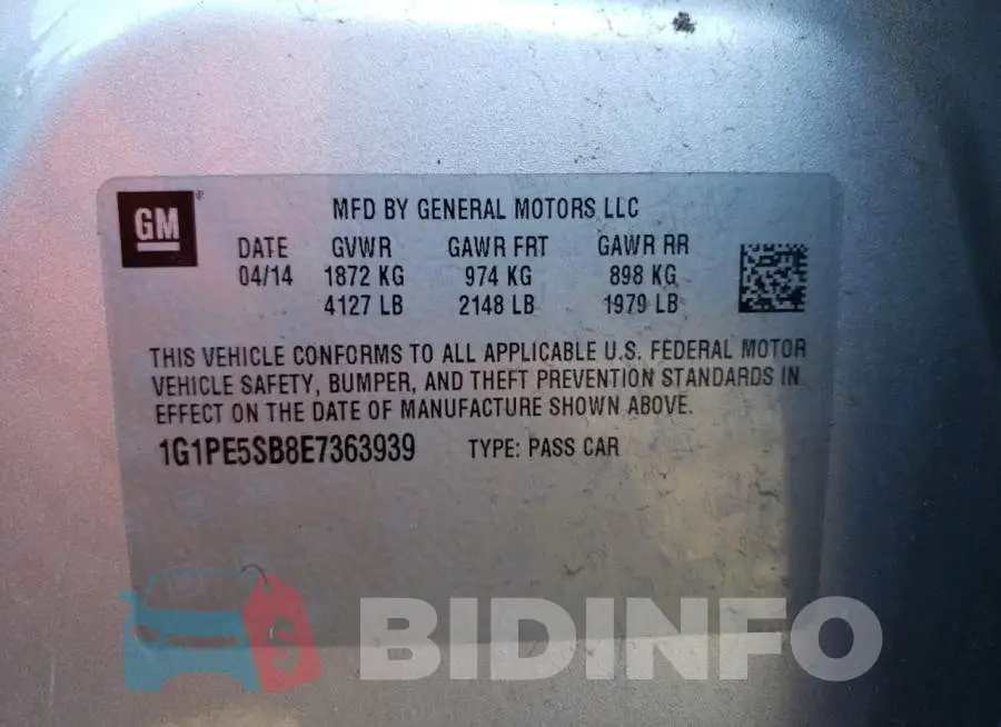1G1PE5SB8E7363939 Photo# 13