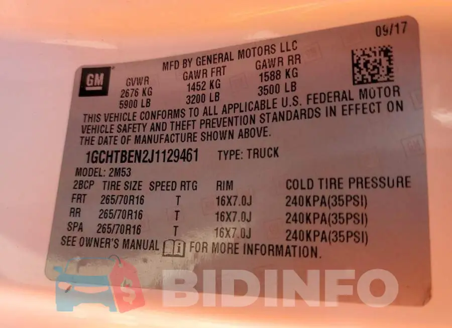 1GCHTBEN2J1129461 Photo# 10