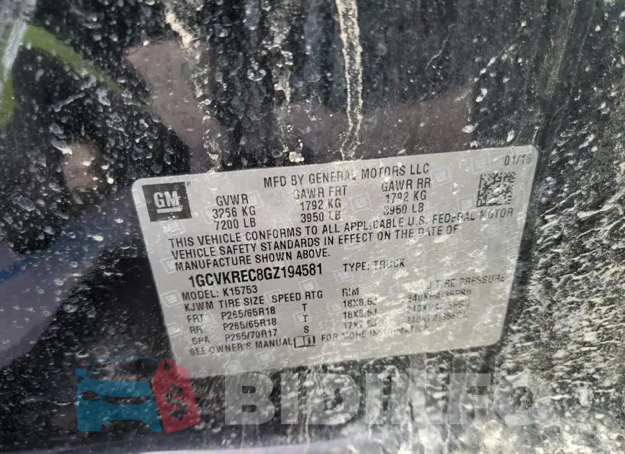 1GCVKREC8GZ194581 Photo# 12