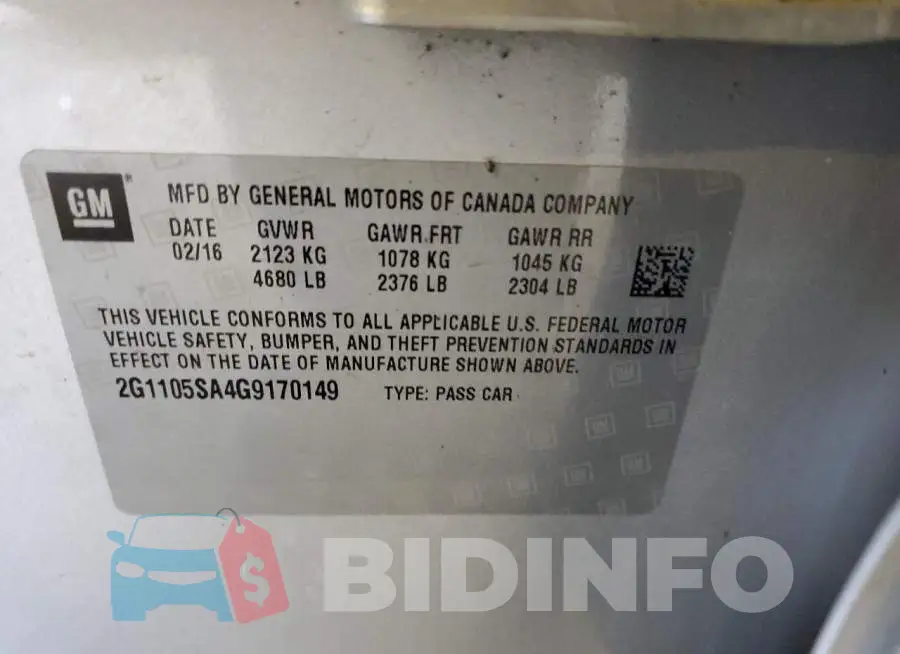 2G1105SA4G9170149 Photo# 12